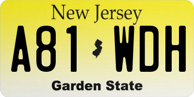 NJ license plate A81WDH
