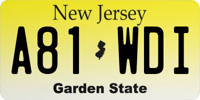 NJ license plate A81WDI