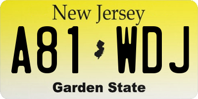 NJ license plate A81WDJ