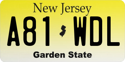 NJ license plate A81WDL