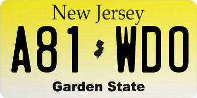 NJ license plate A81WDO