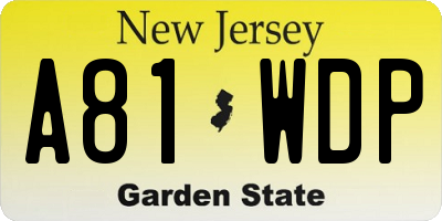 NJ license plate A81WDP