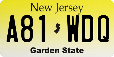 NJ license plate A81WDQ