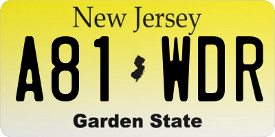NJ license plate A81WDR