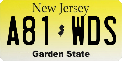 NJ license plate A81WDS