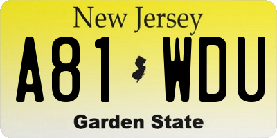 NJ license plate A81WDU