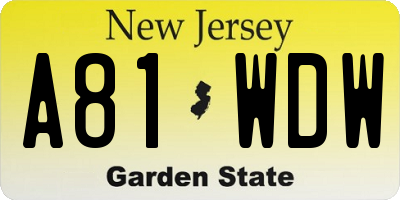 NJ license plate A81WDW