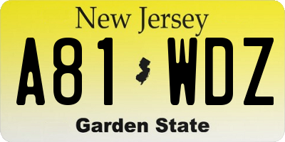 NJ license plate A81WDZ