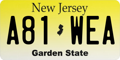 NJ license plate A81WEA
