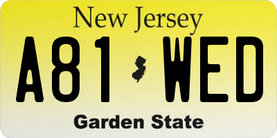 NJ license plate A81WED