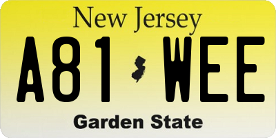 NJ license plate A81WEE