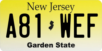 NJ license plate A81WEF