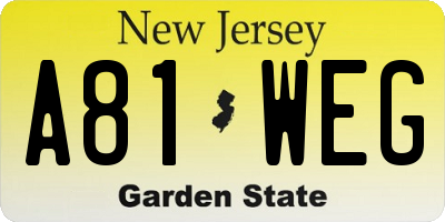 NJ license plate A81WEG