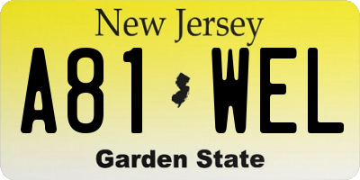 NJ license plate A81WEL