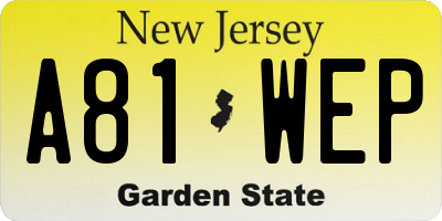 NJ license plate A81WEP