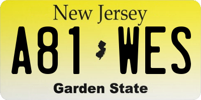NJ license plate A81WES