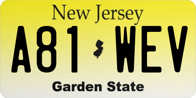 NJ license plate A81WEV