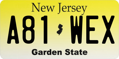 NJ license plate A81WEX