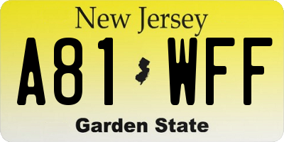 NJ license plate A81WFF