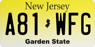 NJ license plate A81WFG