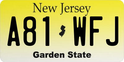 NJ license plate A81WFJ
