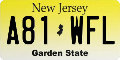 NJ license plate A81WFL