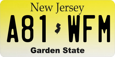 NJ license plate A81WFM
