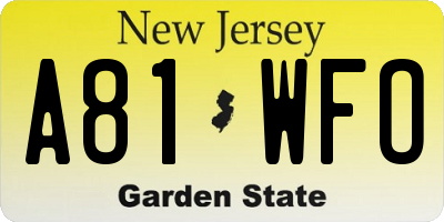 NJ license plate A81WFO