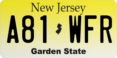 NJ license plate A81WFR