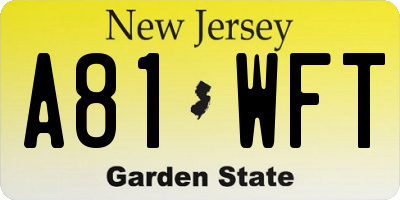 NJ license plate A81WFT