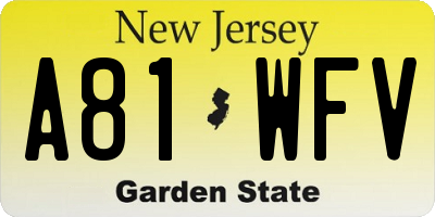 NJ license plate A81WFV