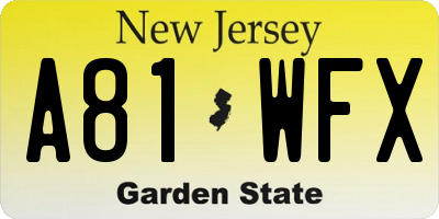 NJ license plate A81WFX