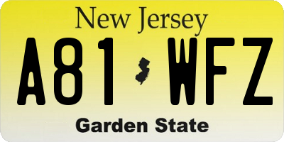 NJ license plate A81WFZ