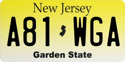 NJ license plate A81WGA