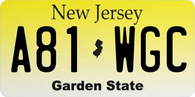 NJ license plate A81WGC