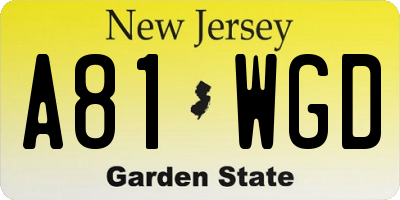 NJ license plate A81WGD