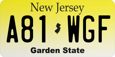 NJ license plate A81WGF