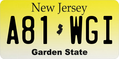 NJ license plate A81WGI