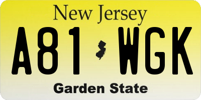 NJ license plate A81WGK