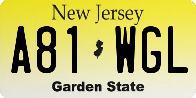 NJ license plate A81WGL