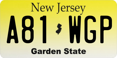NJ license plate A81WGP