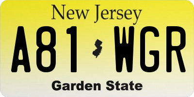NJ license plate A81WGR