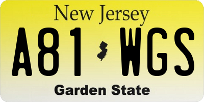NJ license plate A81WGS