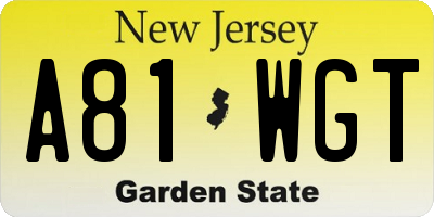 NJ license plate A81WGT