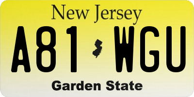 NJ license plate A81WGU