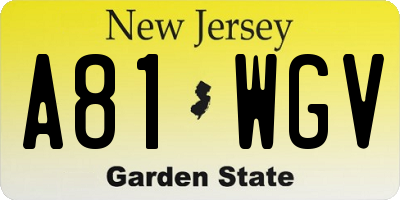 NJ license plate A81WGV