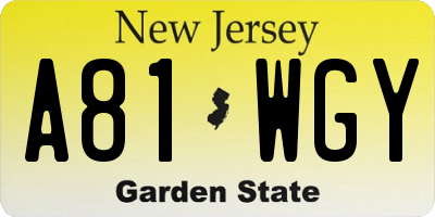 NJ license plate A81WGY