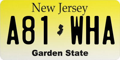 NJ license plate A81WHA