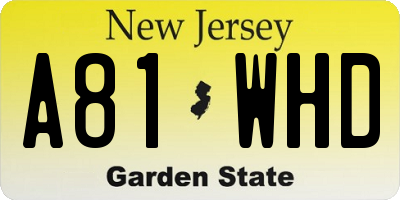 NJ license plate A81WHD