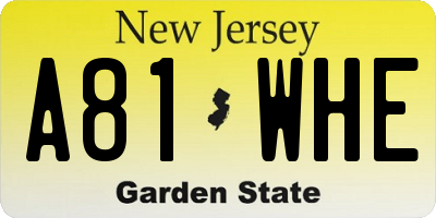 NJ license plate A81WHE